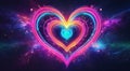 Abstract bright multicolored cosmic heart on a space background Royalty Free Stock Photo