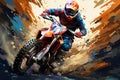 Abstract bright multicolored illustration of a motocross racer on a motorcycle Royalty Free Stock Photo