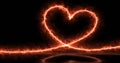 Abstract Bright Orange Fiery Energy Light Love Heart With Reflections And Fire