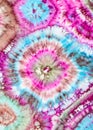 Abstract bright ornament in tie-dye batik on scarf Royalty Free Stock Photo