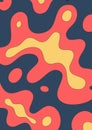 Abstract bright psychedelic background with lava lamp pattern. Red and yellow colors. Wavy colorful spots. Groovy Royalty Free Stock Photo