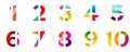 Abstract bright rainbow polygon number alphabet colorful font style. one two three four five six seven eight nine ten zero digits.