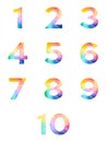 Abstract bright rainbow polygon number alphabet colorful font style. one two three four five six seven eight nine ten zero digits. Royalty Free Stock Photo