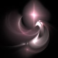 Abstract bright smooth curves on a dark futuristic digital art background