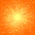 Abstract Bright Sparkles and Sunburst in Orange and Yellow Background