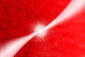 Abstract Bright Star with White Curves and Falling Snow in Red Background