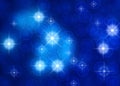 Abstract Bright Stars, Lights, Sparkles and Bubbles in Dark Blue Background