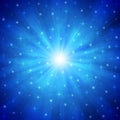 Abstract Bright Stars in Shining Blue Background Royalty Free Stock Photo