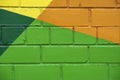 Abstract bright street colorful drawing detail of brick wall, like as graffiti closeup. Can be useful for backgrounds Royalty Free Stock Photo