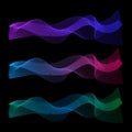 Abstract bright wave of the many colored lines. Wavy stripes isolated on dark background. Vector illustration EPS10 Royalty Free Stock Photo