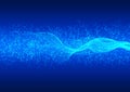 Abstract Bright Waves, Particles and Glitters in Blue Gradient Background Royalty Free Stock Photo
