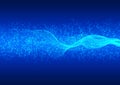 Abstract Bright Waves, Particles and Glitters in Blue Gradient Background