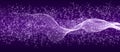 Abstract Bright Waves, Particles and Glitters in Dark Purple Banner Background Royalty Free Stock Photo