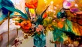 An abstract brightly coloured image inspired by a vase of flowers Royalty Free Stock Photo