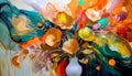 An abstract brightly coloured image inspired by a vase of flowers Royalty Free Stock Photo