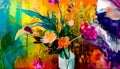 An abstract brightly coloured image inspired by a vase of flowers Royalty Free Stock Photo