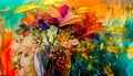 An abstract brightly coloured image inspired by a vase of flowers Royalty Free Stock Photo