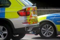 British Police Cars on patrol in London England