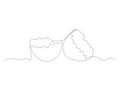 Abstract broken empty egg, egg shell, continuous one line art drawing Royalty Free Stock Photo