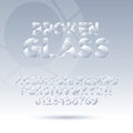 Abstract Broken Glass Font and Numbers, Eps 10 Vec