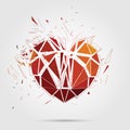 Abstract broken heart. 3d Vector illustration.