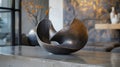 Abstract bronze sculpture on table Royalty Free Stock Photo