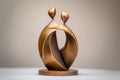 Abstract bronze sculpture of two embracing figures symbolizing unity and connection Royalty Free Stock Photo