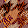 Abstract brown animal exotic pattern in patchwork style. Royalty Free Stock Photo