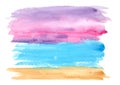 Abstract brown, blue and pink watercolor landscape Royalty Free Stock Photo