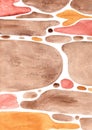 Abstract brown bubble surface watercolor background.
