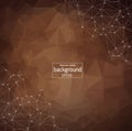 Abstract brown Geometric Polygonal background molecule and communication. Connected lines with dots. Concept of the science, chem Royalty Free Stock Photo