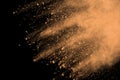 Abstract brown powder splatted background. Colorful powder explosion on black background. Colored cloud. Colorful dust explode. Royalty Free Stock Photo