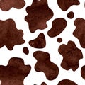 Abstract brown and white cow spots seamless pattern background