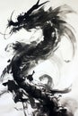 An abstract brush stroke chinese dragon painted in watercolor ink. Chinese new year of the Dragon Royalty Free Stock Photo