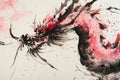 An abstract brush stroke chinese dragon painted in watercolor ink. Chinese new year of the Dragon Royalty Free Stock Photo