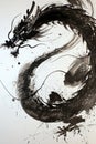 An abstract brush stroke chinese dragon painted in watercolor ink. Chinese new year of the Dragon Royalty Free Stock Photo