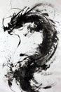 An abstract brush stroke chinese dragon painted in watercolor ink. Chinese new year of the Dragon Royalty Free Stock Photo