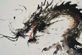 An abstract brush stroke chinese dragon painted in watercolor ink. Chinese new year of the Dragon Royalty Free Stock Photo