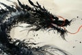 An abstract brush stroke chinese dragon painted in watercolor ink. Chinese new year of the Dragon Royalty Free Stock Photo