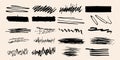 Abstract Brush Stroke And Scribble Set. Artistic Expression And Design Elements Collection. Isolated Vector Illustration Royalty Free Stock Photo