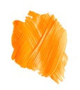 Abstract brushstroke of orange paint isolated on white Royalty Free Stock Photo