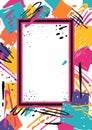 Abstract brushstroke texture frame 80s retro nostalgic