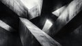 Abstract brutalist architecture with interlocking concrete beams