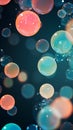 Abstract bubbles background. Realistic transparent soap bubbles on a dark colored background. Beautiful pink and blue soap matte Royalty Free Stock Photo