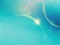 Abstract bubbles on blue background. Len flare concept style.