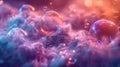 Abstract bubbles floating in colorful mist, surreal fantasy concept Royalty Free Stock Photo