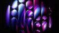 Abstract bubbles with glossy purple, blue, and black gradient lighting on a dark background. 3d render illustration Royalty Free Stock Photo