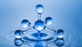 Abstract bubbles, water molecular shape with blue light. Science fiction Royalty Free Stock Photo