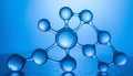 Abstract bubbles, water molecular shape with blue light. Science fiction Royalty Free Stock Photo
