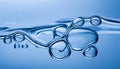 Abstract bubbles, water molecular shape with blue light. Science fiction Royalty Free Stock Photo